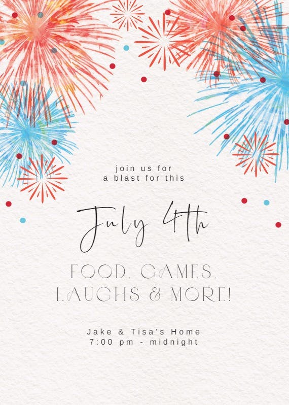 Exciting celebration -  invitación para el 4 de julio