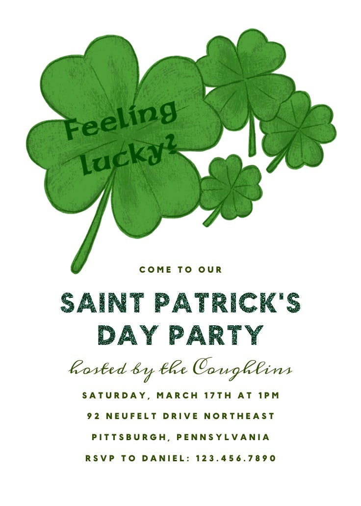 Feeling lucky - invitación para el día de san patricio