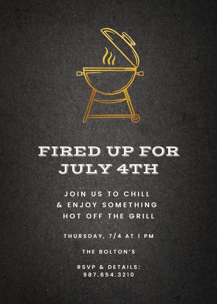 Fired up fun - invitación para el 4 de julio