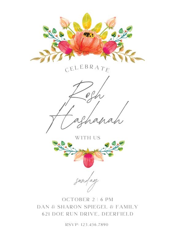 Floral accents - holidays invitation