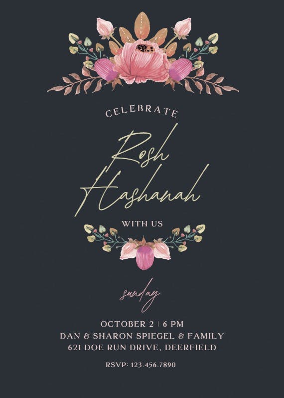 Floral accents - holidays invitation