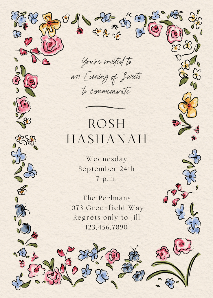 Floral doodles - holidays invitation