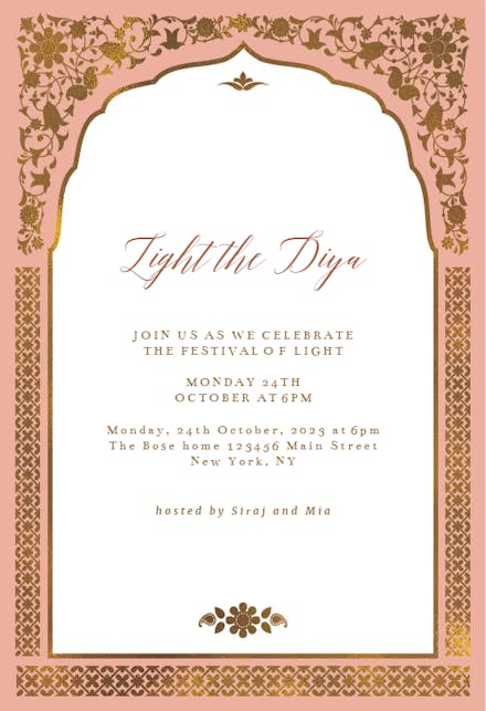 Floral gate for Holiday - Diwali Invitation