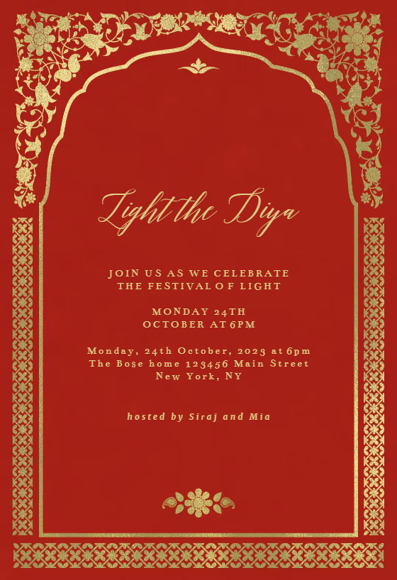 Diwali Lights - Diwali Invitation Card Template (Free) | Greetings Island