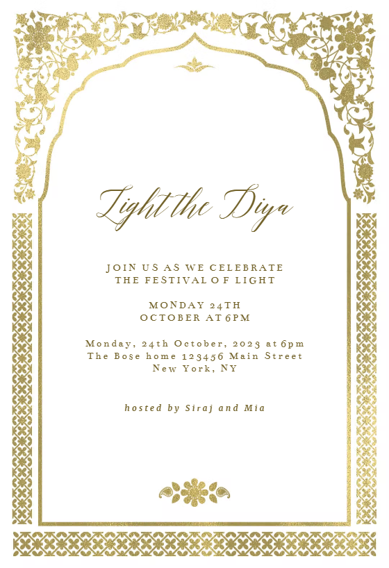 Diwali Lights - Diwali Invitation Card Template (Free) | Greetings Island