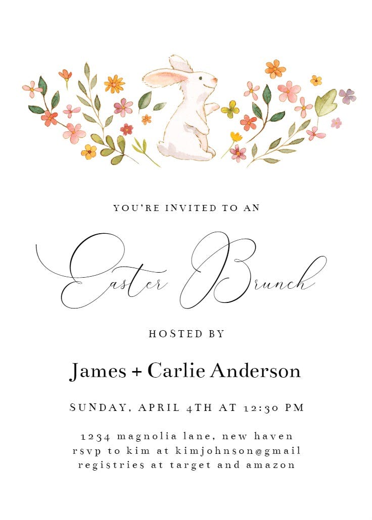 Flower bunny - invitación de pascua