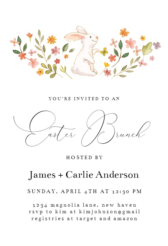 Flower bunny - easter invitation