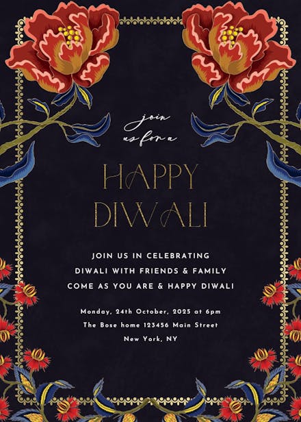 Folk flowers - holidays invitation