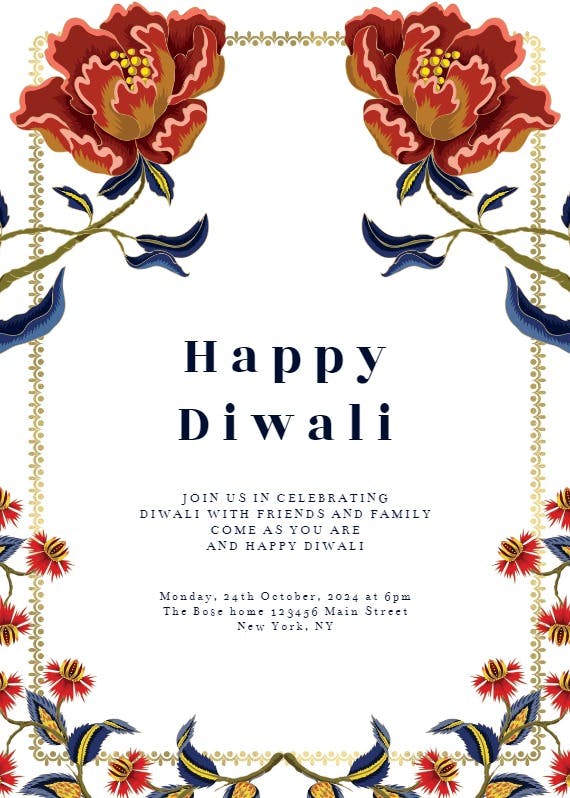 Folk flowers -  invitacione para el festival de diwali