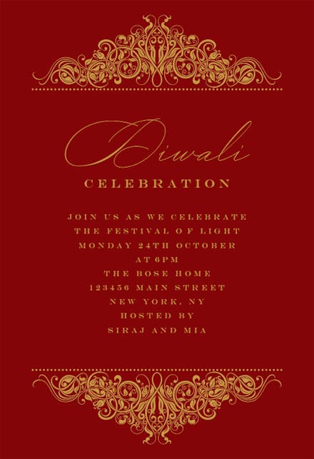 Formal Ornaments - Diwali Invitation Card Template | Greetings Island