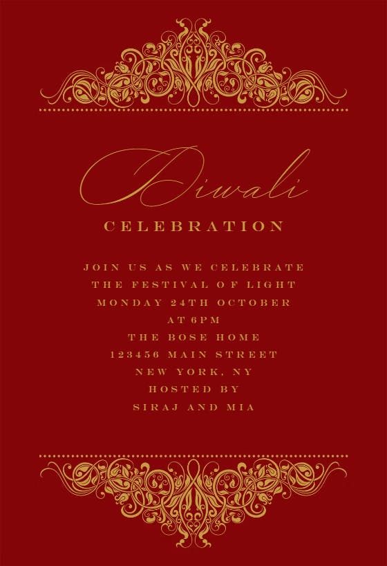 Formal ornaments - diwali invitation