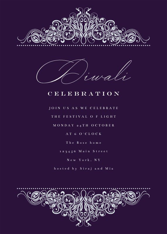 Formal ornaments - invitación para el festival de diwali