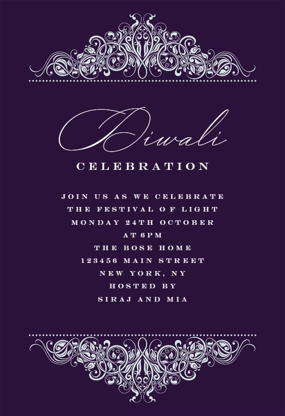 Elegant Diwali - Diwali Invitation Card Template | Greetings Island