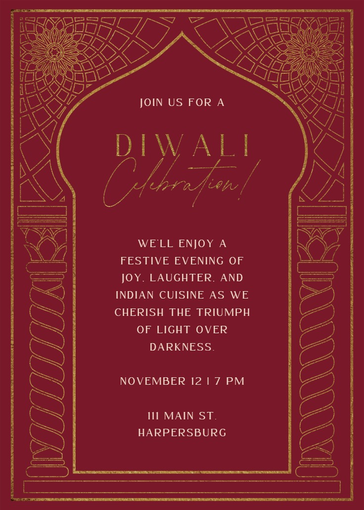 Geometric Arch - Diwali Invitation Card Template (Free) | Greetings Island