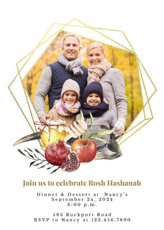 Geometric photo - rosh hashanah invitation