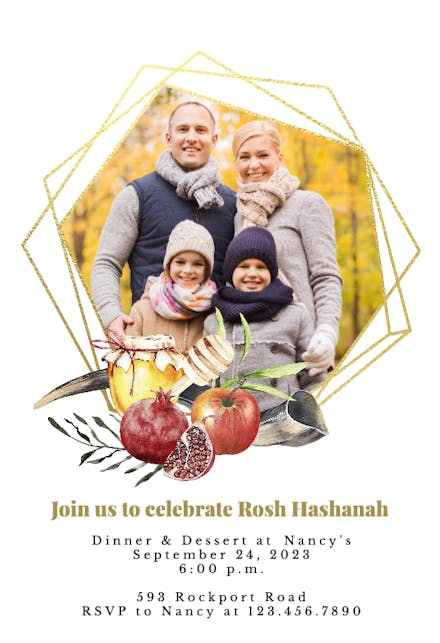 Geometric photo - Rosh Hashanah Invitation