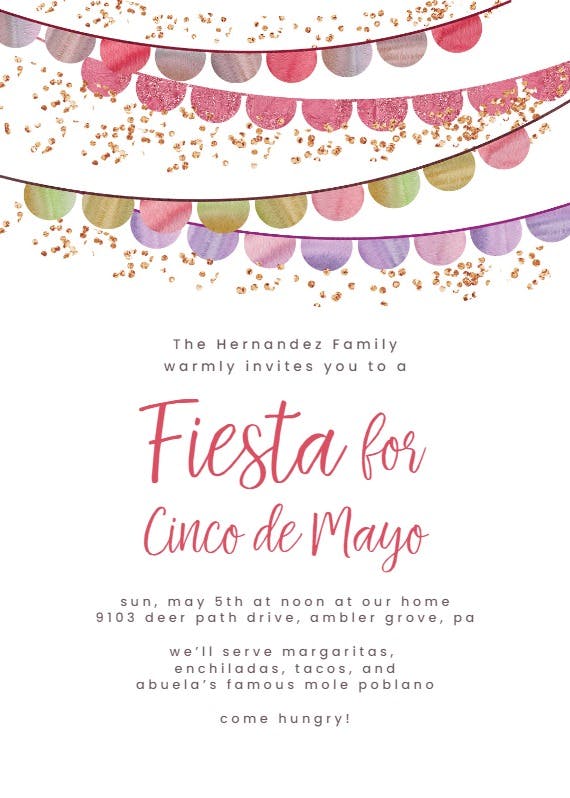 Glittery fiesta - holidays invitation