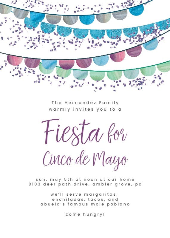 Glittery fiesta - holidays invitation