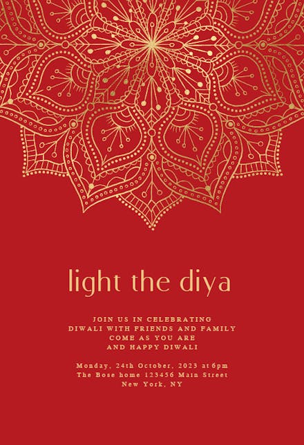 Gold Diwali Mandala - Diwali Invitation