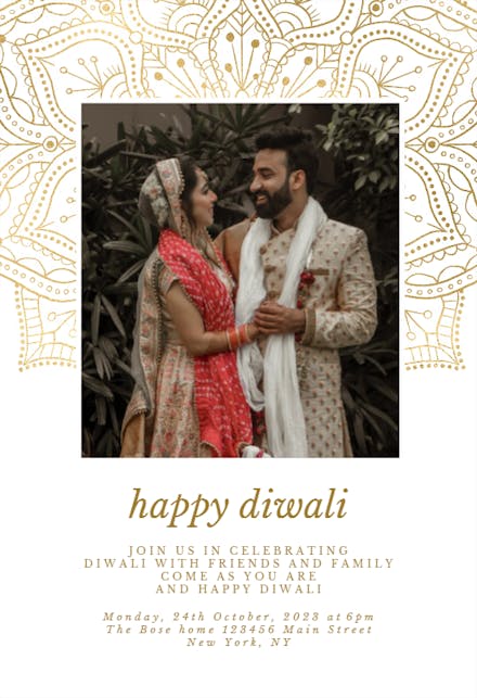 Gold Mandalas Celebration - Diwali Invitation