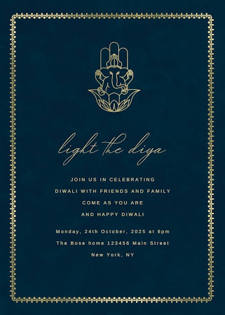 Golden paisley - holidays invitation