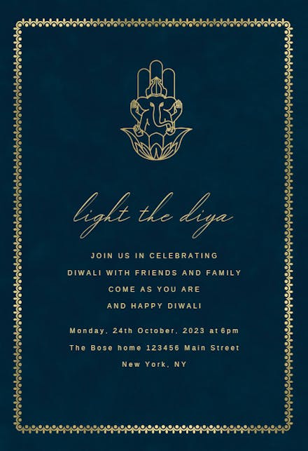 Golden paisley - Diwali Invitation