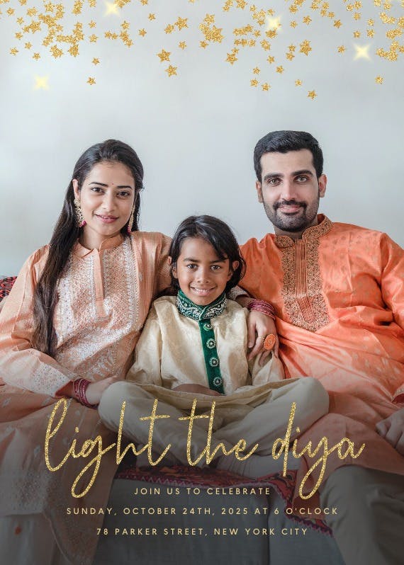 Golden star - invitación para el festival de diwali