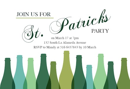 Green bottles - St. Patricks day Invitation