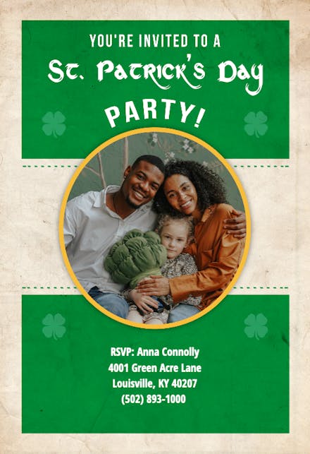 Green Party - St. Patricks day Invitation