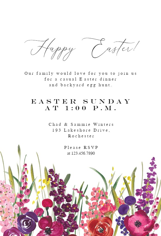 Hand painted floral - easter invitation