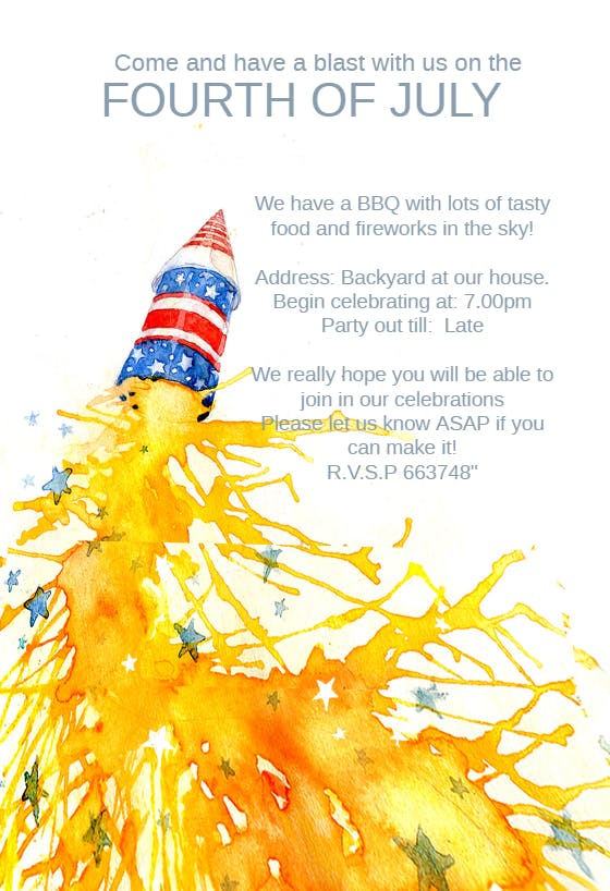 Have a blast - 4th of july invitation