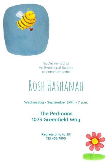 Honey Bee - Rosh Hashanah Invitation