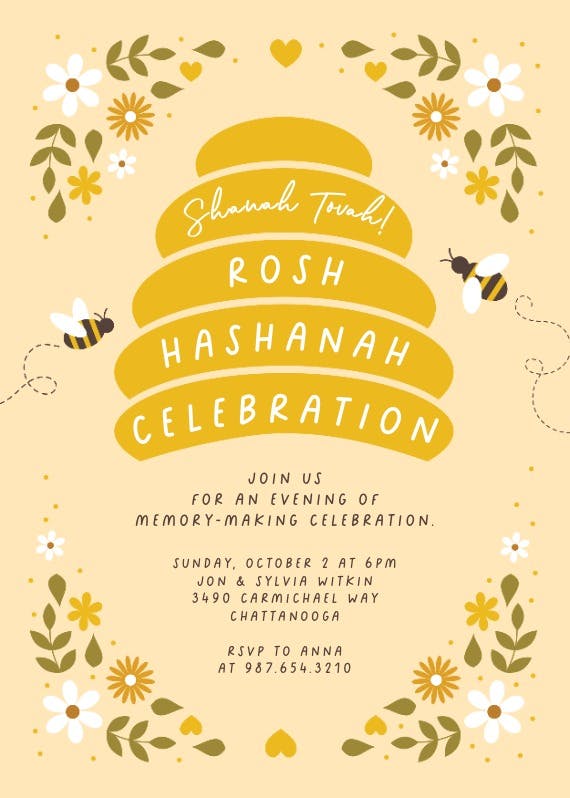 Honey bees -  invitación para rosh hashanah