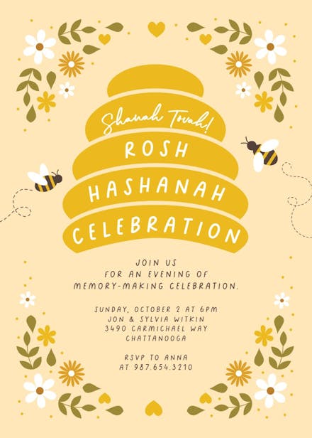 Honey bees - rosh hashanah invitation