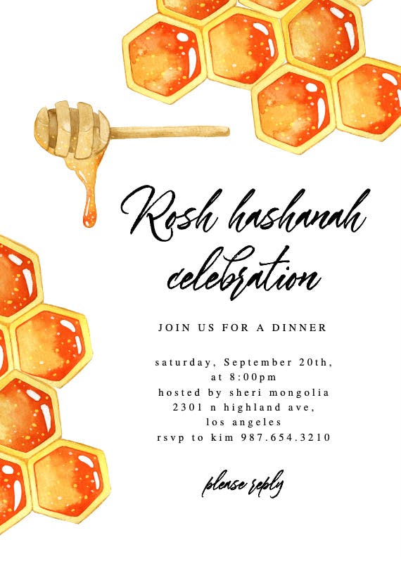 Honey comb -  invitación para rosh hashanah