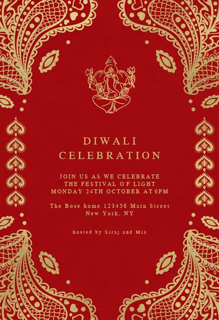 Indian gateway - Diwali Invitation Card Template (Free) | Greetings Island