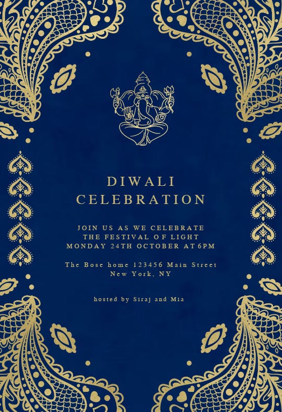 Indian floral paisley - diwali invitation