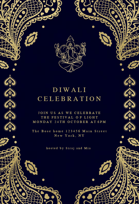 Indian Gateway - Diwali Invitation Card Template (Free) | Greetings Island