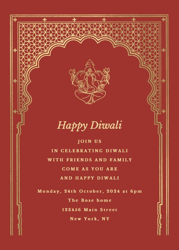 Indian gateway - invitación para el festival de diwali