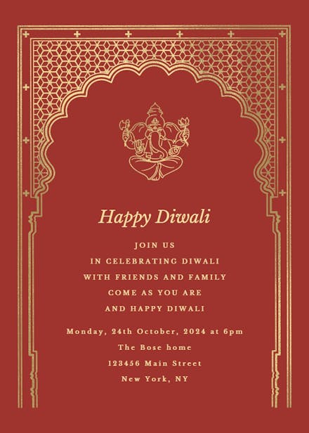 Diwali Lights - Diwali Invitation Card Template (Free) | Greetings Island