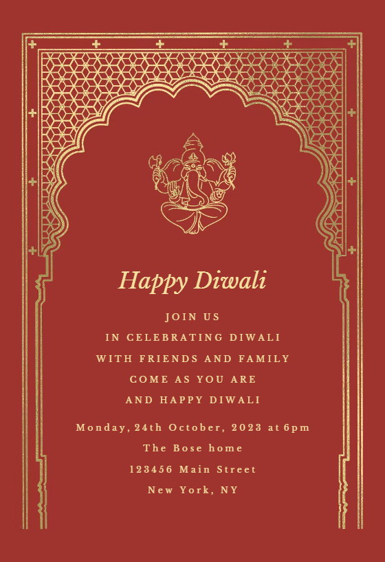 Gold Diwali Mandala - Diwali Invitation Card Template (Free ...