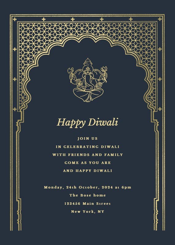 Indian gateway - invitación para el festival de diwali