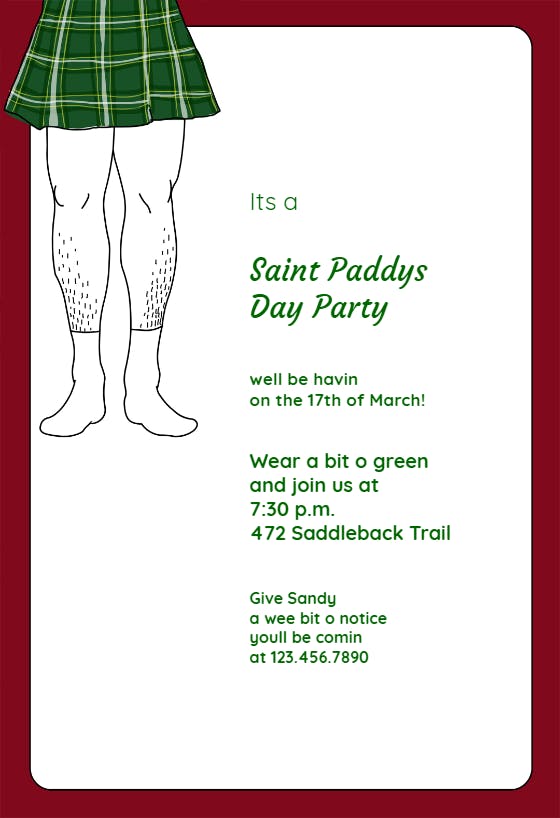 Irish man - st. patricks day invitation