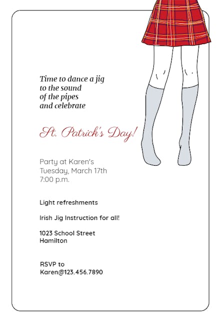 Irish Woman - St. Patricks day Invitation