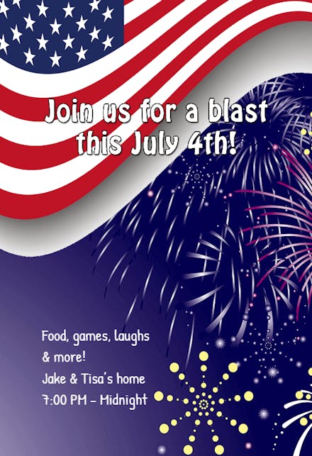 Join Us for a Blast - 4th of July Invitation