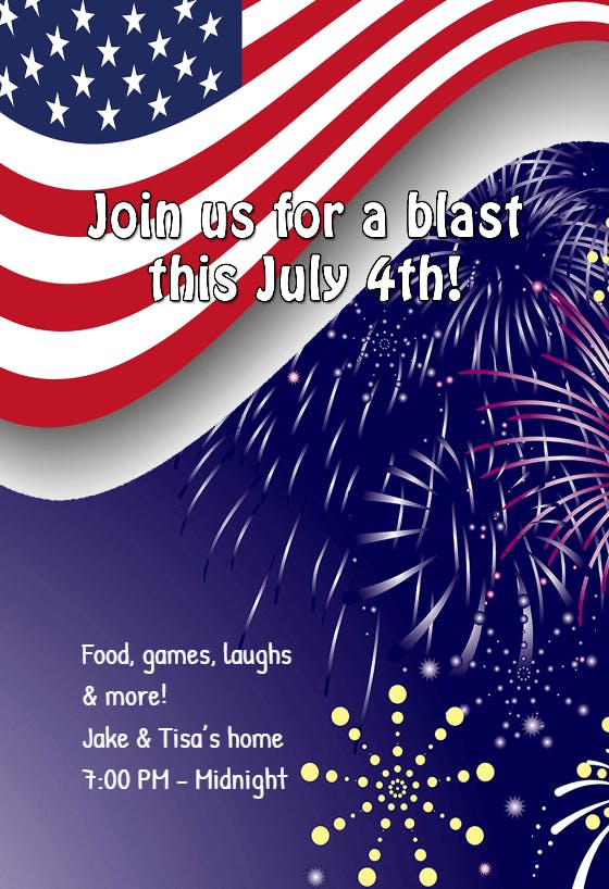 Join us for a blast - 4th of july invitation