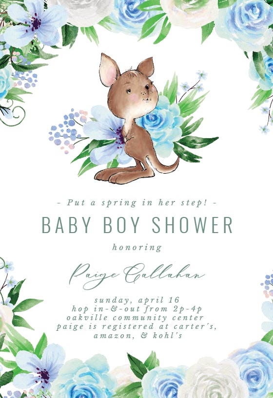 Leaps and bounds - baby shower invitation
