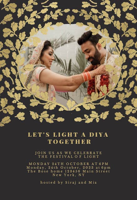 Leaves of Gold - Diwali Invitation