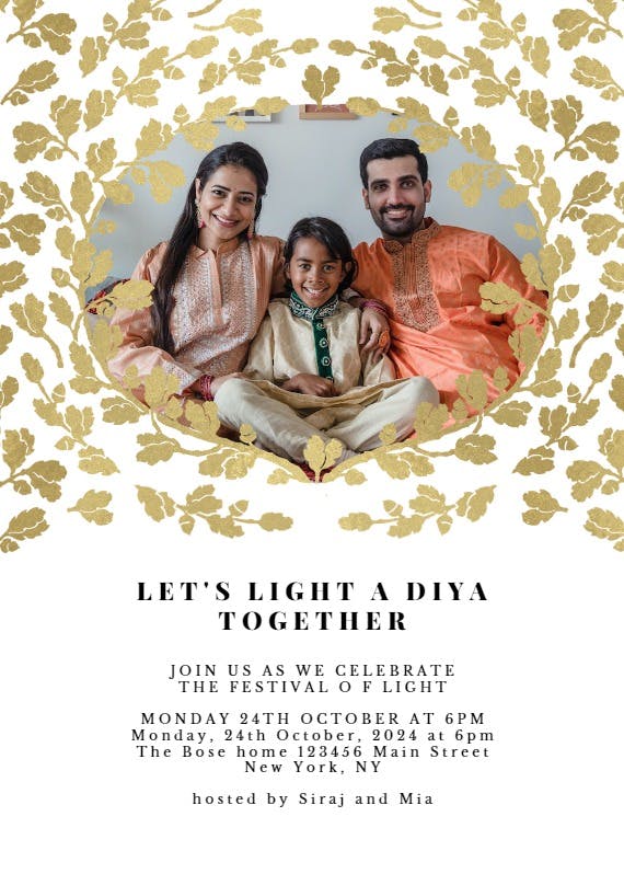 Leaves of gold -  invitacione para el festival de diwali