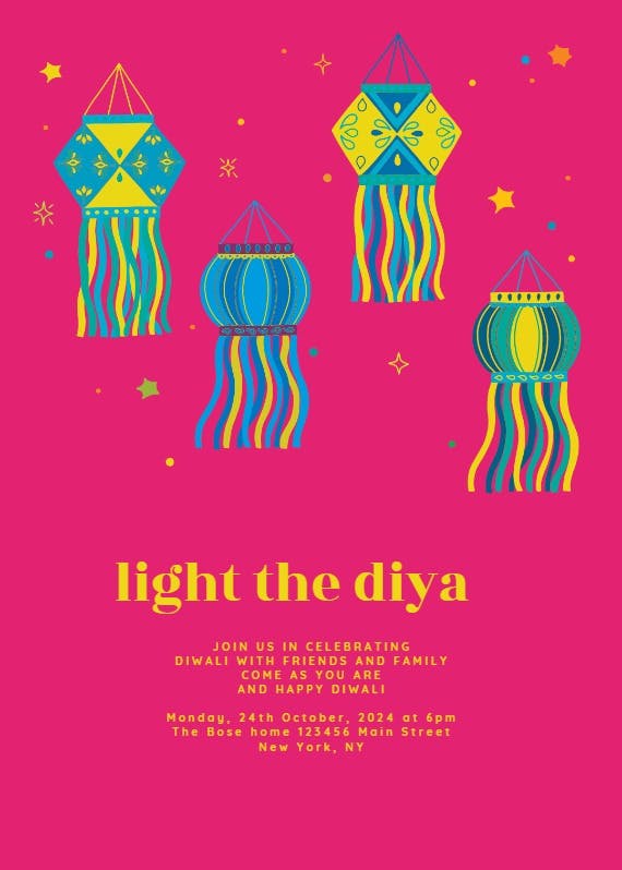 Light the diya - diwali invitation